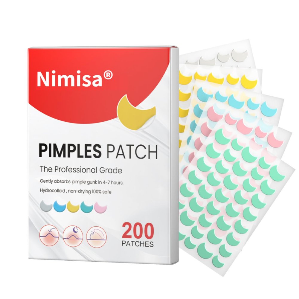 Pimple Patches for Face, 200Pcs Hydrocolloid Acne Pimple Patch Cute Zit Patches for Covering Zits and Blemishes, Colorful Spot Stickers for Covering Zits - Pimple Popper Tool Kit (Moon)