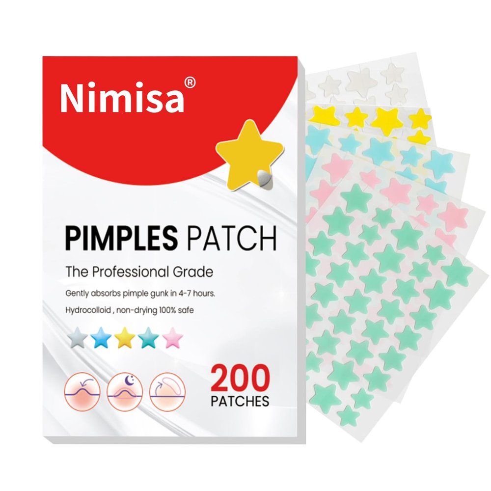 Pimple Patches for Face, 200Pcs Hydrocolloid Acne Pimple Patch Cute Zit Patches for Covering Zits and Blemishes, Colorful Spot Stickers for Covering Zits - Pimple Popper Tool Kit (Stars)