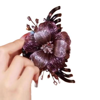 Handmade Metal Copper Wire Flower Hair Accessories Back Head Elegant Updo Shark Clip Medium Gripper