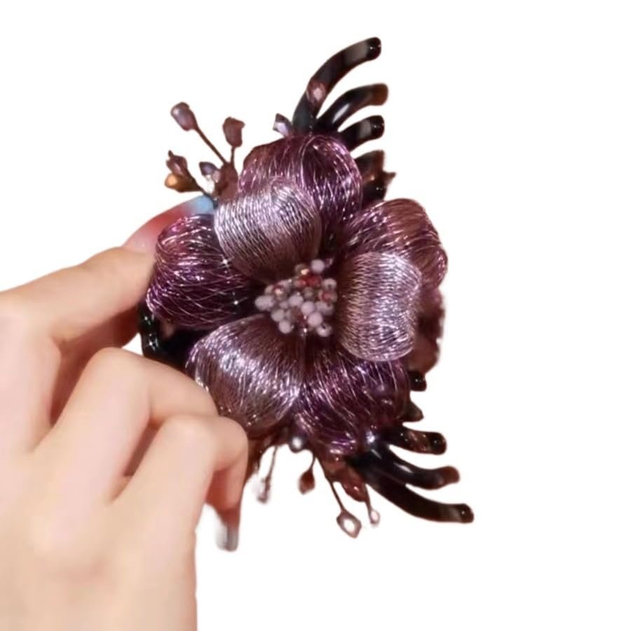 Handmade Metal Copper Wire Flower Hair Accessories Back Head Elegant Updo Shark Clip Medium Gripper