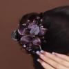 Metal Flower Crystal Hairpin Elegant Handmade Copper Wire Hairpin Gentle Exquisite Hair Accessories For Mother(Purple) view 2