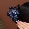 Metal Flower Crystal Hairpin Elegant Handmade Copper Wire Hairpin Gentle Exquisite Hair Accessories For Mother(Purple) view 3