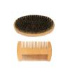 Boar Bristle Beard Mustache Comb Wood Set Handle Hair Brush Shaving Tool for Men view 1