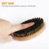Boar Bristle Beard Mustache Comb Wood Set Handle Hair Brush Shaving Tool for Men view 4