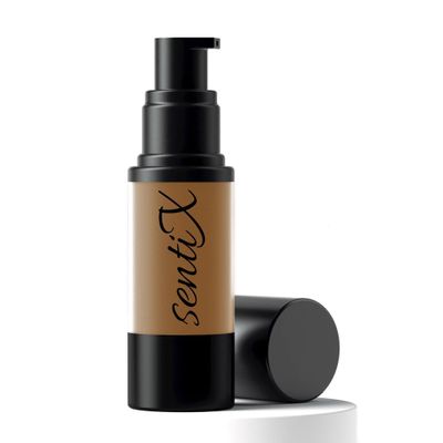 Foundation by Sentix, Warm Undertone, Oil-Free, HD Liquid, Natural Finish, Long Wearing, Smooth Finish, Blendable, Buildable, Vibrant, Moisturizing, Paraben-Free, 1 fl oz (Amber, 30 ml)