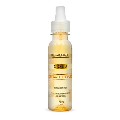 Kerabrasil Kerathermo Gold Thermal Protector | Heat Defense, Shine, and Frizz Control | Protection Before Hair Dryers and Flat Irons | 4.06 oz (120ml), Yellow