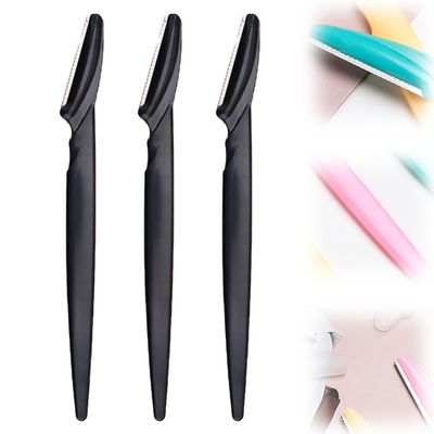 CAJDEOPYE Eyebrow,Multipurpose Stainless Steel Eyebrow Trimmer,Mini Portable Reusable Eyebrow Shaver for Men and Women /1622, 3 Pcs, Black