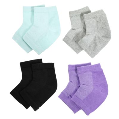 MERRYHAPY 4pairs Open Toe Heel Socks Moisturizing Gel Foot Care Socks for Men Women Prevent Cracking Comfortable Elastic Design Purple Gray Black Green