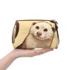 Hairy Ferret Print Leather Makeup Bag Cute Makeup Pouch For Women With Zipper Portable Travel Cosmetic Bags 6.7x3x4.3in view 4