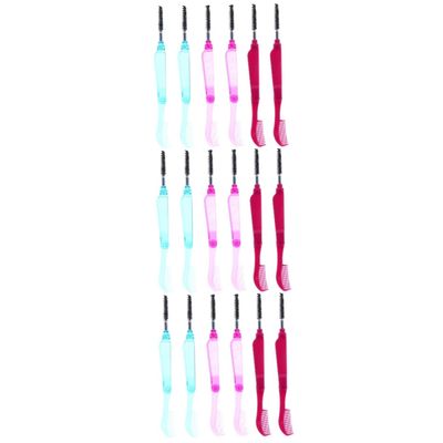 Didiseaon 18pcs Eyelash Spoolies Lash Brush Brow Comb Makeup Tool Folding Eyelash Combs Eyebrow Brush Handle Natural Finish Ergonomic Shape Random Color