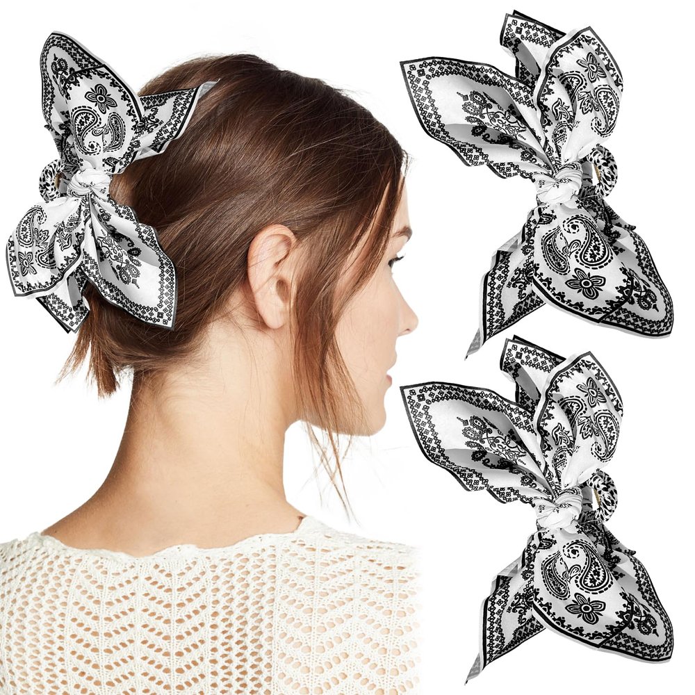 2 Pcs Boho Bow Hair Claw Clips - Paisley Big Claws, Large Bow Knot Adorable Fashion Accessories for Thick Hair Women
