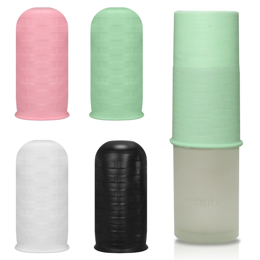 FootJKYX Silicone Bottle Covers Travel EssentialsforWomen Men, Beach Essentials Travel Size Toiletries Vacation Essentials Elastic Sleeves for Leak Proofing (4-4set)