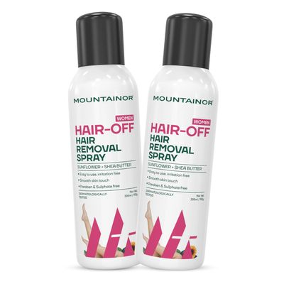 Mo..untainor/Hair Removal Spray for Women, Painless and Detans Body Hair Removal Cream for Arms, Legs & Under Arms Natural & Safe Certified (Dermatologically Tested) - 200 ml Pack of 2