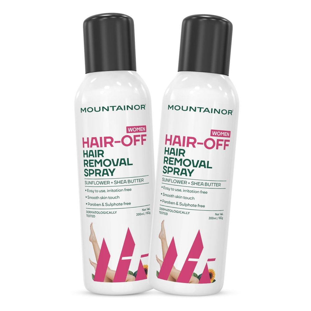Mo..untainor/Hair Removal Spray for Women, Painless and Detans Body Hair Removal Cream for Arms, Legs & Under Arms Natural & Safe Certified (Dermatologically Tested) - 200 ml Pack of 2