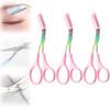 CAJDEOPYE Eyebrow Trimmer for Women,3 Pcs Stainless Steel Professional Eyebrow Trimmer Scissor with Comb,Portable Eyebrow Trimmer Makeup Grooming Tool /1467, Pink, 464895 view 1