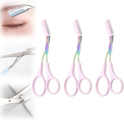 Eyebrow Trimmer for Women,3 Pcs Stainless Steel Professional Eyebrow Trimmer Scissor with Comb,Portable Eyebrow Trimmer Makeup Grooming Tool /1461