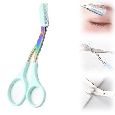Eyebrow Trimmer Scissor,2024 New Stainless Steel Eyebrow Scissors with Comb,Portable Non Slip Professional Eyebrow Trimmer for Women /1403