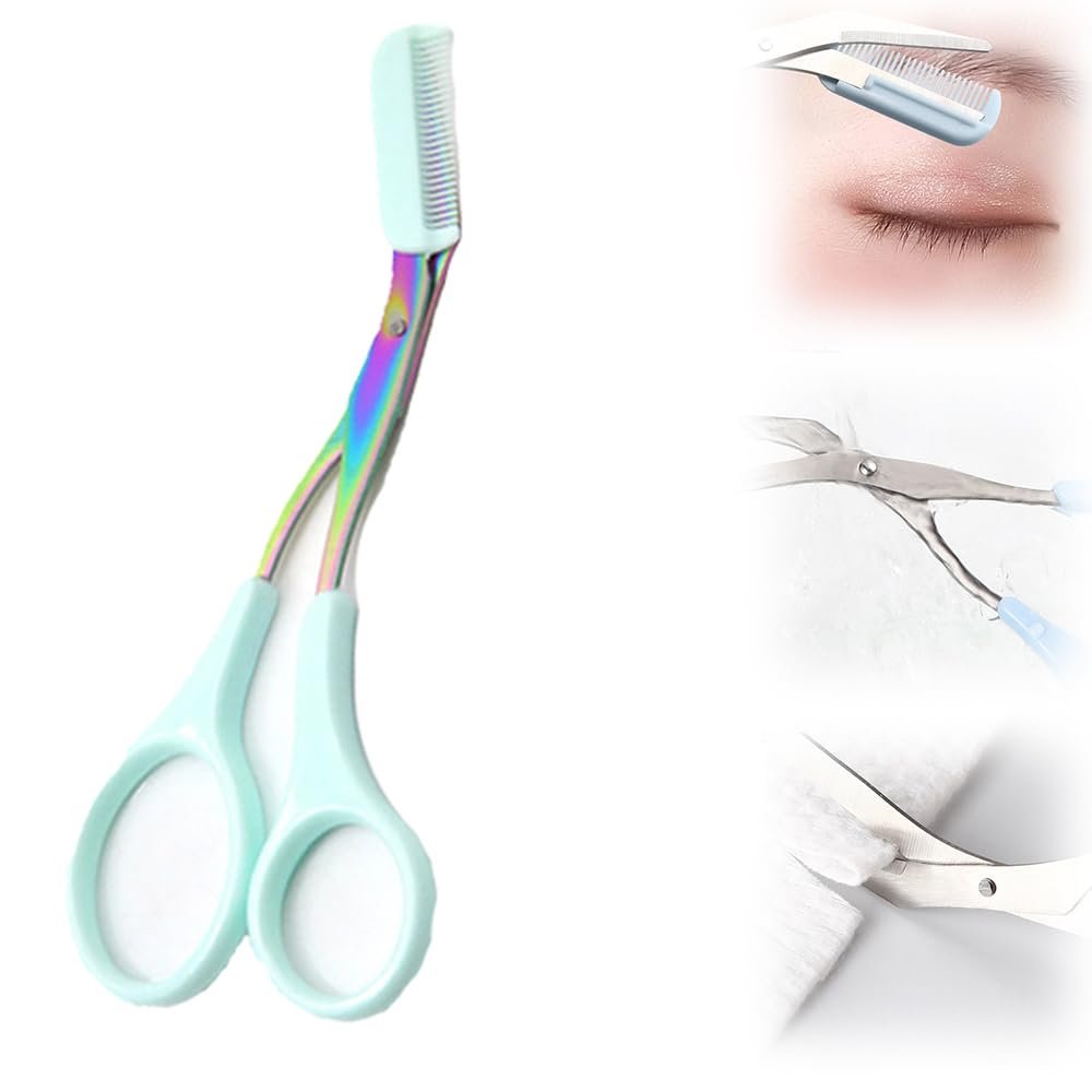 Eyebrow Trimmer Scissor,2024 New Stainless Steel Eyebrow Scissors with Comb,Portable Non Slip Professional Eyebrow Trimmer for Women /1403
