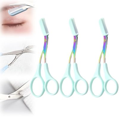 Eyebrow Trimmer for Women,3 Pcs Stainless Steel Professional Eyebrow Trimmer Scissor with Comb,Portable Eyebrow Trimmer Makeup Grooming Tool /1464
