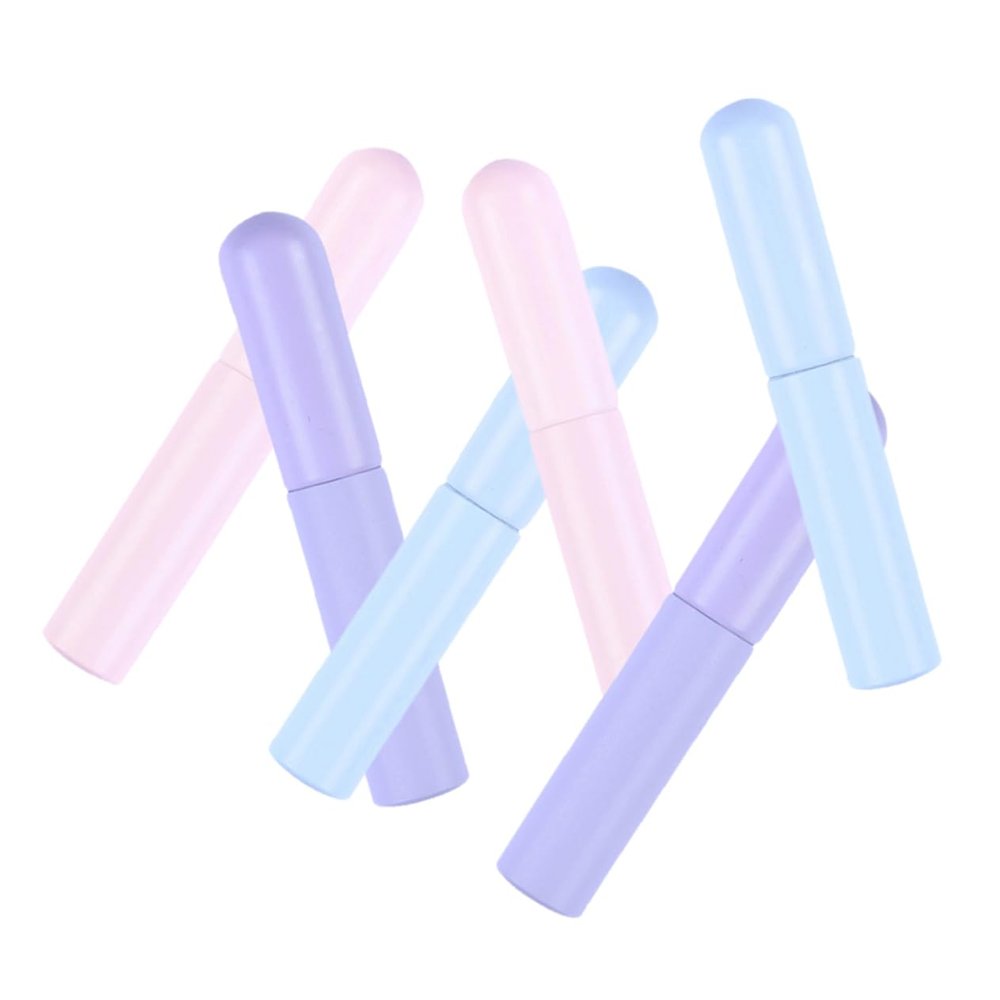 NOLITOY 6pcs Silicone Lip Gloss Applicator Brush Portable Makeup Tool for Even Lip Application Includes Round Head Design in Pink Purple and Blue for Lipstick and Gloss