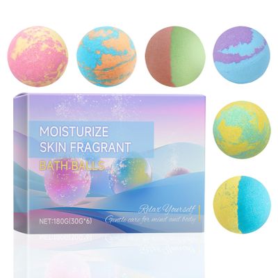 6PCS Bath Bombs Gift Set,Rainbow Bubble Spa Bath Bomb for Her Him Wife Girlfriend Women Relaxing