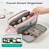 BAGSMART Travel Makeup Bag Organizer, Puffy Make Up Bag, Cosmetic Organizer Case for Travel Essentials Toiletries Accessories Bottles, Brushes (Pink) view 4