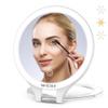 WEILY Magnifying Mirror with Light, 10X/1X Magnification Double-Sided Travel Makeup Mirror, with 3 Color Lights, Touch Control, Rechargeable Portable Mirrors for Bedroom, Bathroom (White) view 1