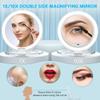 WEILY Magnifying Mirror with Light, 10X/1X Magnification Double-Sided Travel Makeup Mirror, with 3 Color Lights, Touch Control, Rechargeable Portable Mirrors for Bedroom, Bathroom (White) view 4