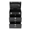 3-Tier Rolling Makeup Train Case with 2 Drawer,Lockable Makeup Trolley Case,Multi-functional Makeup Traveling Trolley,Black view 1