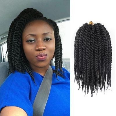 Senegalese Twist Crochet Hair 12 Inch Havana Twist Crochet Hair Pre Looped Jumbo Crochet Braids for Black Women 7 Packs Short Cuban Twist Crotchet Kinky Twists (Black)