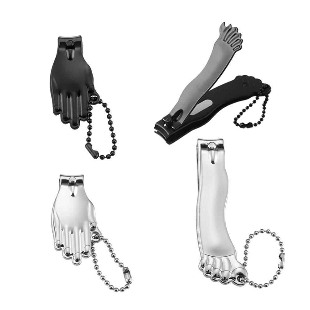 Ximimark 4PCS Key Ring with Finger and Toe Nail Clipper Set, Differentiated Nail Clippers Keychain with Finger and Toe Design, Birthday Holiday Halloween Thanksgiving Festival Gift
