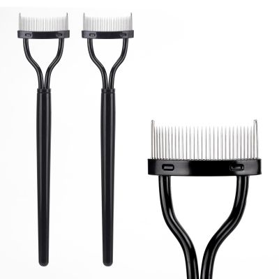 2 Pcs Eyelash Separator Tool Mascara Brushes Eyelash Comb Separator Definer Lash Comb for Combing, Separating Lashes - Black