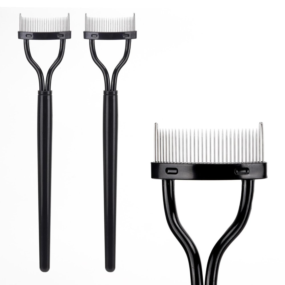 2 Pcs Eyelash Separator Tool Mascara Brushes Eyelash Comb Separator Definer Lash Comb for Combing, Separating Lashes - Black
