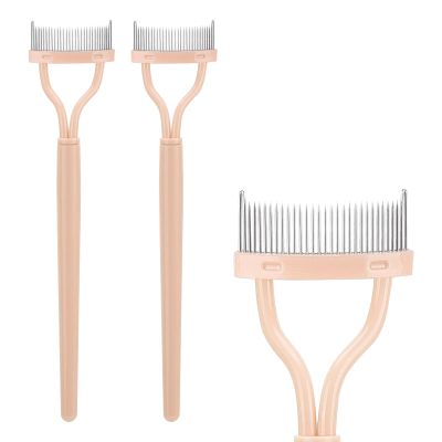2 Pcs Eyelash Separator Tool Mascara Brushes Eyelash Comb Lash Separator Definer for Combing, Separating Lashes - Apricot Pink