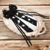 Boderier Halloween Bows for Women Spooky Ghost Hair Bow Clip Jeweled Crystal Long Tail Satin Bow Barrette Hair Clip Halloween Hair Accessories for Women White Ghost-Black view 3