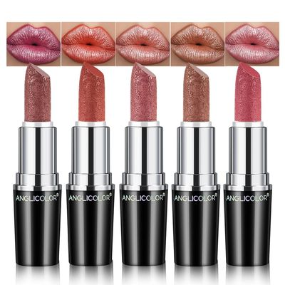 Anglicolor Metallic Glitter Pink Plum Brown Lipstick High Impact Lipcolor,Moisturizing Creamy Formula,Lipstick For Women,Smooth and Non-Sticky,Full-Coverage Lip Color (#C, 20g)