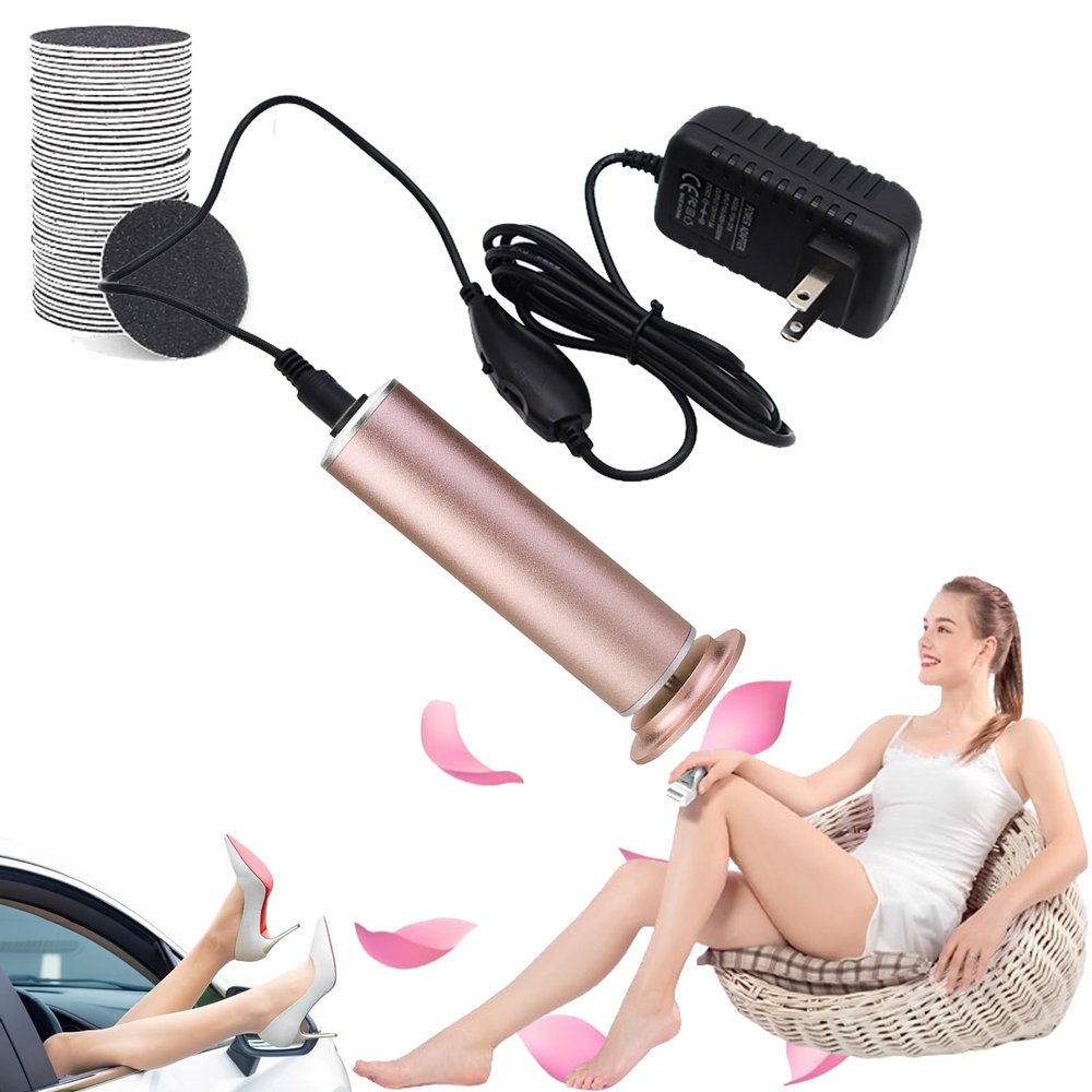 Electric Foot Callus Remover,Foot Callus Remover Tool Electric,Pain-Free Summer Electrics Foot File Callus Remover for Dead Dry Crack Calluses with 60pcs Sanding Discs (Gold)