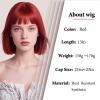 Bkiyyi Red Bob Wig with Bangs Short Red Straight Wig for Women Heat Resistant Synthetic Wig Colorful Bob Wigs for Grils Daily Party Halloween Cosplay Use 13inch view 2