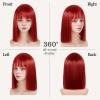 Bkiyyi Red Bob Wig with Bangs Short Red Straight Wig for Women Heat Resistant Synthetic Wig Colorful Bob Wigs for Grils Daily Party Halloween Cosplay Use 13inch view 3