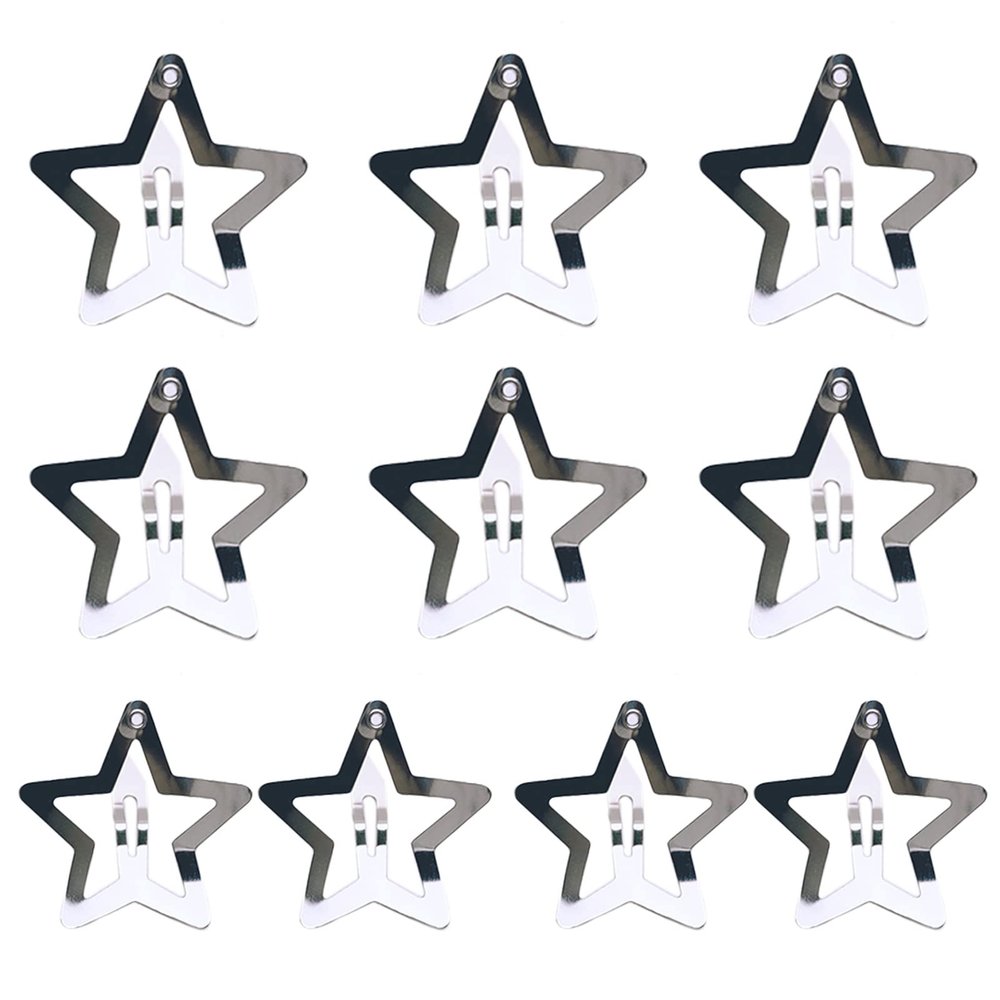 10 Pack Girls Metal Star Hair Clip Sweet Side Clips Silver Hairpin Hollow Star Hair Accessories For Women
