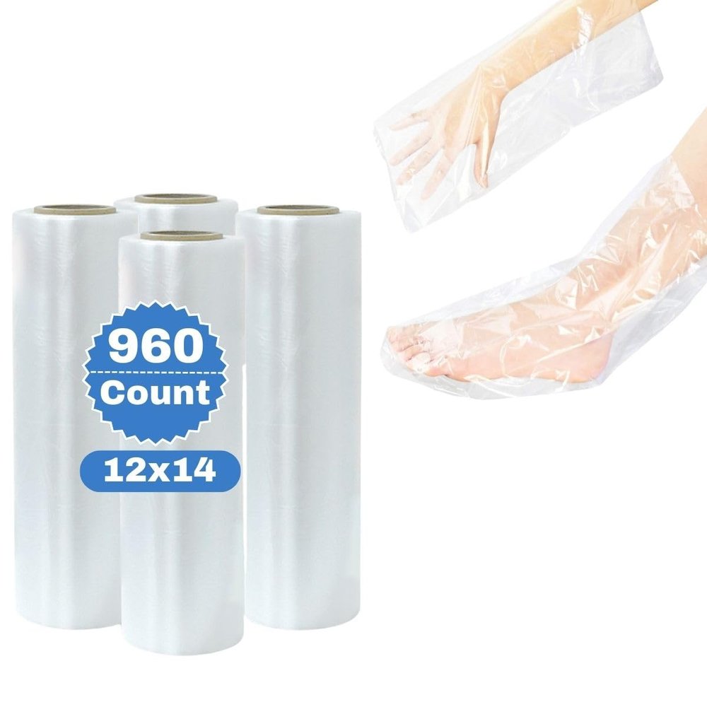 TP Plastic Paraffin Wax Liners for Hands and Feet, 960-Count Disposable Hand and Foot Liners for Paraffin Wax Treatments, Ideal for Home or Spa Use