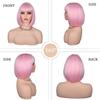 ATAYEA Pink Bob Wig With Bangs - Short Synthetic Straight Bob Wig, 12 Inch, Cosplay & Party Use view 3