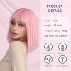 ATAYEA Pink Bob Wig With Bangs - Short Synthetic Straight Bob Wig, 12 Inch, Cosplay & Party Use view 4