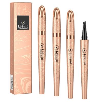 3PC Waterproof Eyebrow Pencils,3D Waterproof Eyebrow Tattoo Pencil,4-Tipped Precise Brow Pen,Natural Makeup Fine Stroke Magic Eyebrow Pencil with 4 Micro-Fork Tip for women (dark brown)