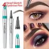 3PC 3D Waterproof Eyebrow Tattoo Pencils,Eyebrow Microblading Pencil,4-Tipped Precise Brow Pen,Natural Makeup Fine Stroke Magic Eyebrow Pencil with 4 Micro-Fork Tip for women (dark brown) view 3