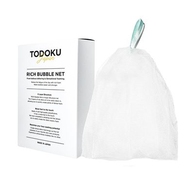 TODOKU Japan Rich Bubble Face Wash Soap Net, 4 Layer Mesh, Marshmallow Whip Maker (TURQUOISE)