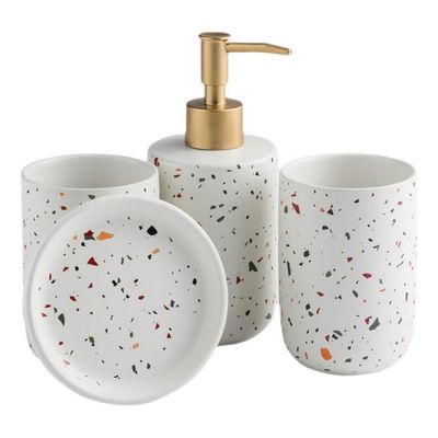 MAKEJ Bathroom Set Ceramic Toiletries Four-Piece Bathroom Accessories Hotel Club Model Room Kit Light