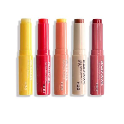 1 Set of 4/5 PCs Haa Astaxanthin Flavored Lip Balm Soft Moisturizing Plump Lipstick, Transparent Soothing Lip Lines Lip Balm (Set D, 5 PCs)