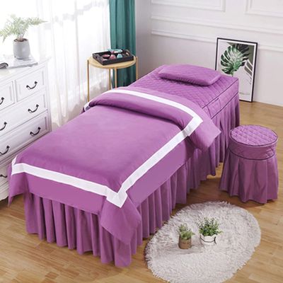 PAGOIAAR 4pcs Beauty Salon Bedding Massage Spa Cover Sets 4-Piece Beauty Bed Cover High-end Simple Beauty Salon Massage Massage Physiotherapy Solid Color Shampoo Bed Cover(Purple,60 * 180cm)