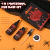 4 IN 1 Fake Blood KitFake Blood 1.69oz X2 + Spray Head+Dripping Head+Cleaning SoapWashableRealistic EffectSkin FriendlyProfessional Fake Blood Makeup Kit For Halloween/CosplayFresh + Dark view 2